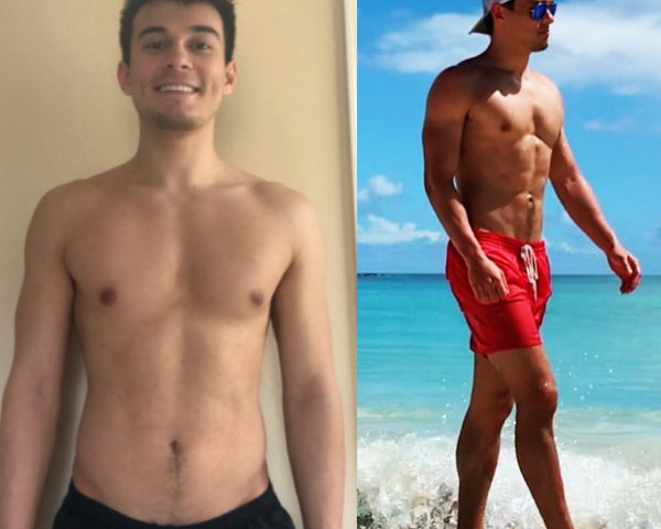 before and after of male increasing muscle mass