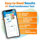 Phone displaying a food intolerance test lab result features listed
