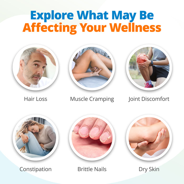 Symptoms of unaddressed nutritional imbalances including hair loss, muscle cramping, joint pain, inflammation, brittle nails, and dry skin.